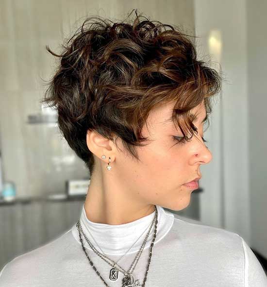 Curly pixie haircut