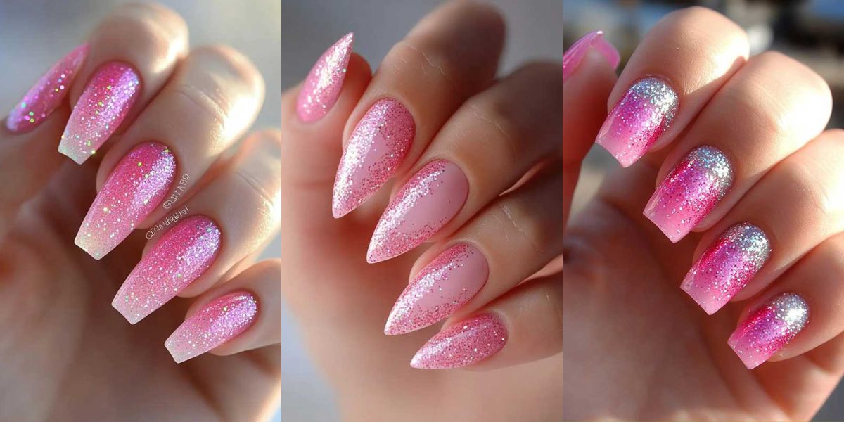 15 Glamorous Pink Glitter Nail Art Designs