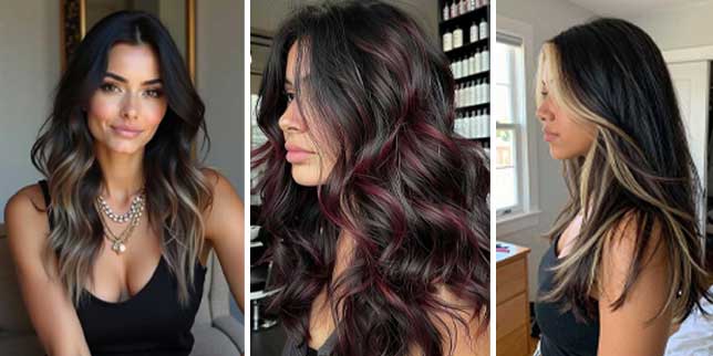 Black Hair with Highlights