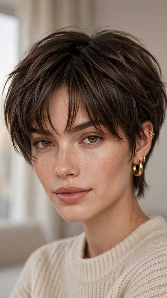 Short Wolf Cut With Curtain Bangs
