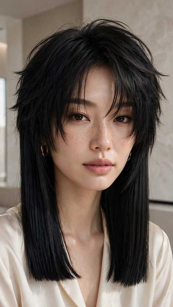 Straight Hair Wolf Cut Styles