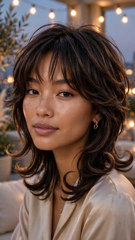 Wolf Cut With Curled Ends