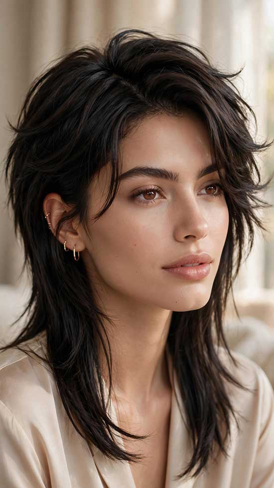 Wolf Cut With Deep Side Part