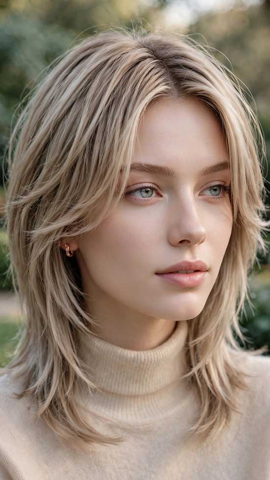 Wolf Cut With Face Layers and No Bangs