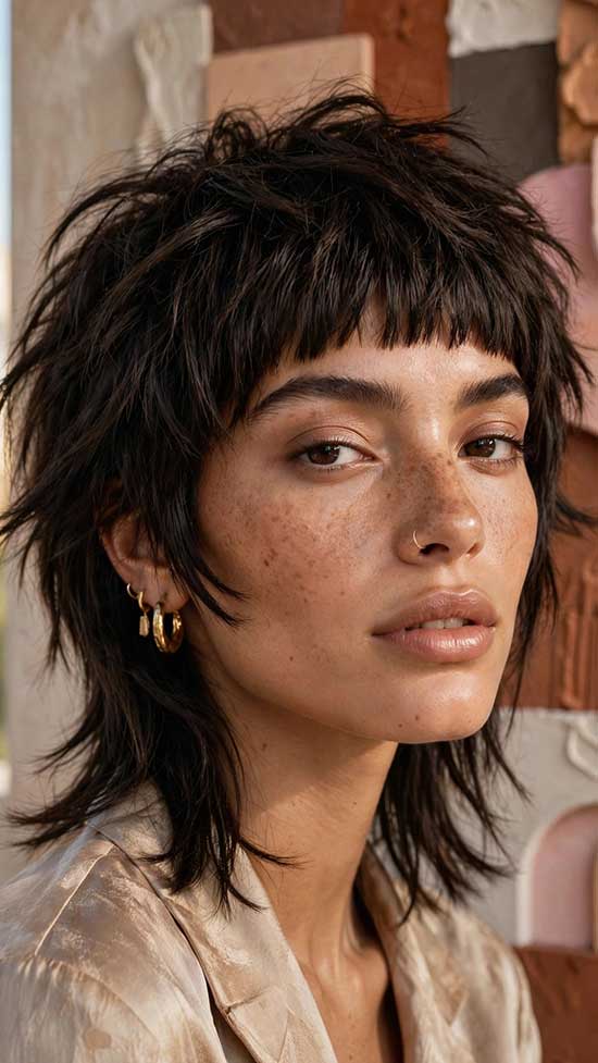 Wolf Cut With Micro Bangs