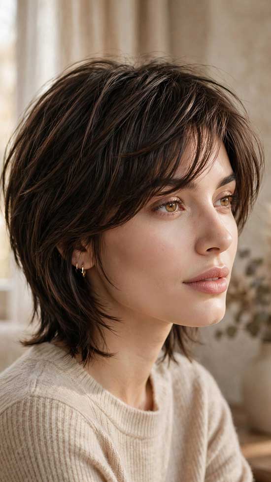 Wolf Cut With Side Swept Bangs